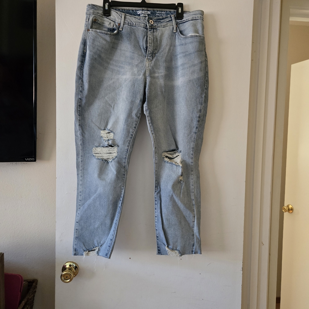 Denizen from Levi's Distressed Light Blue Ankle Jeans